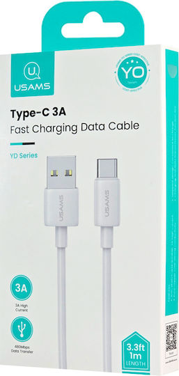 Usams Us-sj708 USB 2.0 Cable USB-C male - USB-A 18W Λευκό 1m SJ708USB02