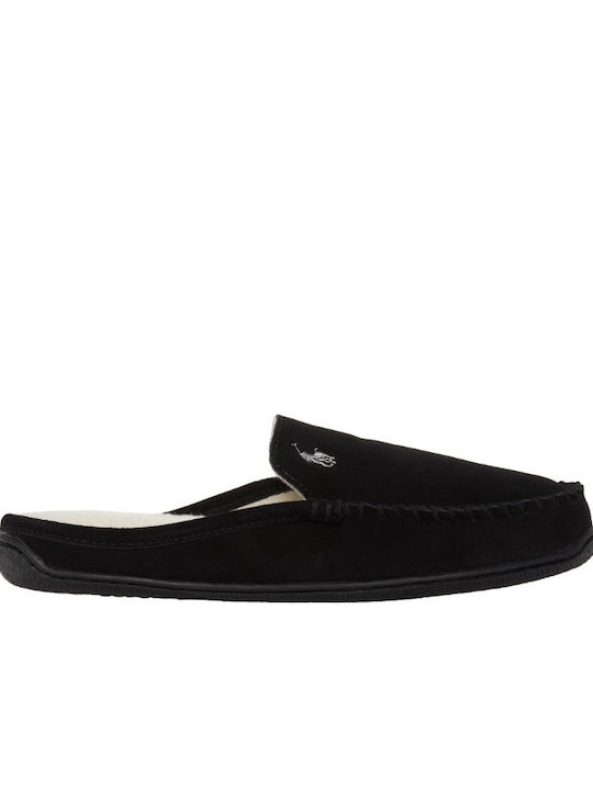 Ralph Lauren Men's Leather Slippers Black