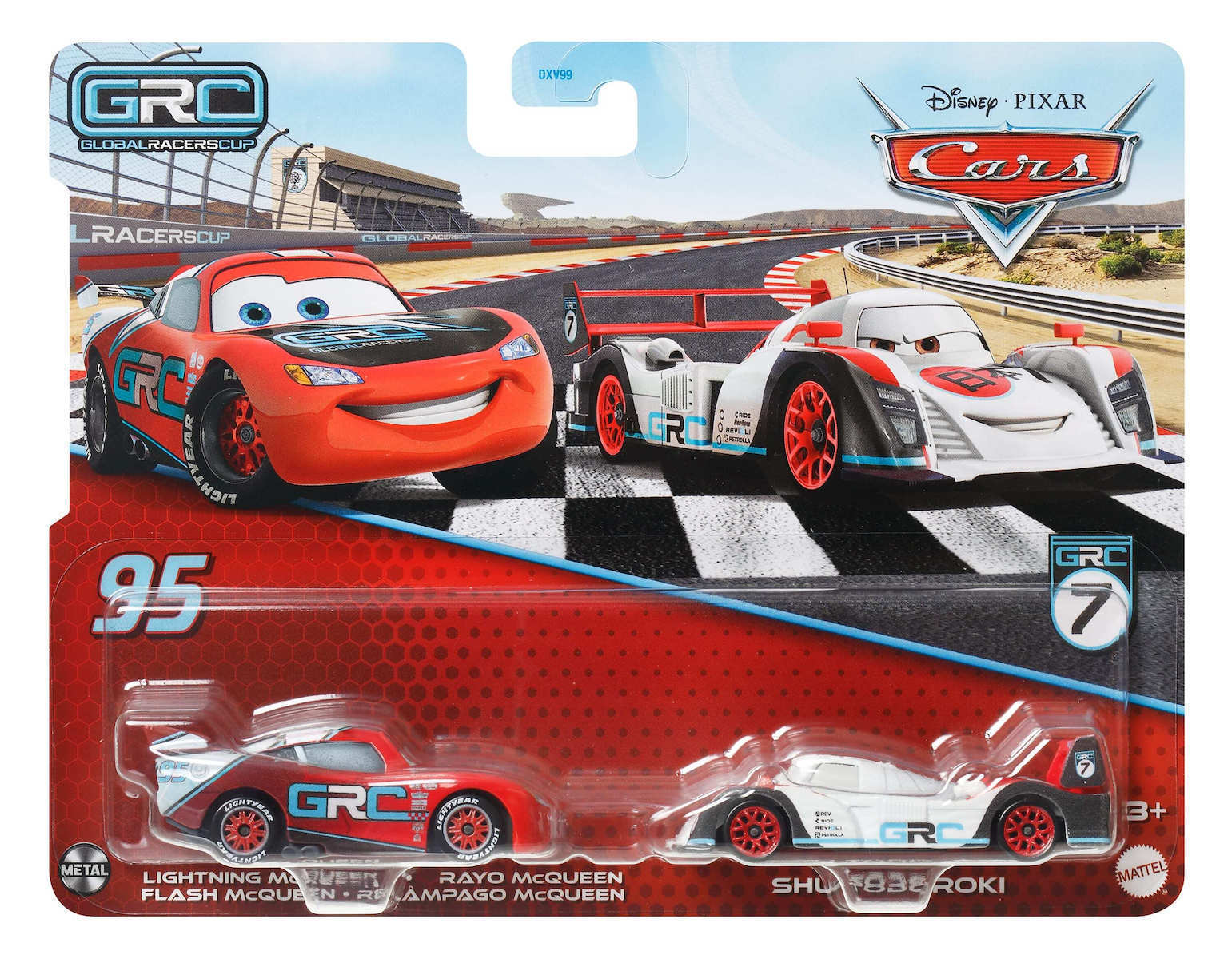 Mattel 2 Global Racers Cup Lightning Mcqueen Set Mașinuțe pentru 3