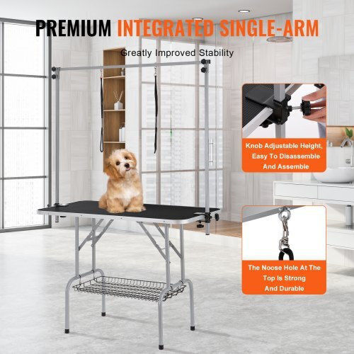 Vevor Folding Pet Grooming Table with Two Clamp Arms 117cm for Medium Small Dogs, 149.7kg Capacity Zdmrz46inch0i6658v0