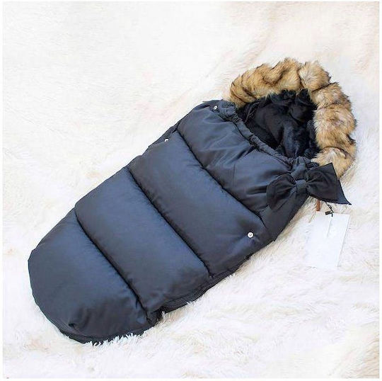 Universal Ποδόσακος Καροτσιού Αδιάβροχος Μαύρος με Fleece Επένδυση 90x45εκ.