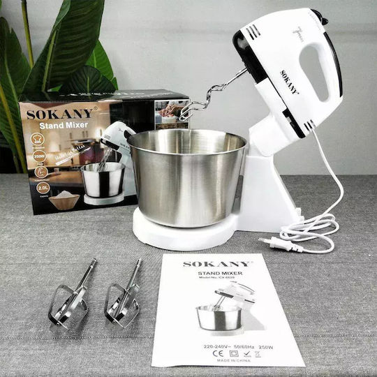 Sokany Mixer mit Edelstahlbehälter 2Es Weiß 250W