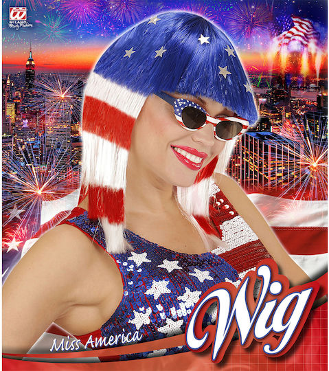 Miss America Αποκριάτικη Περούκα Ίσια Πολύχρωμη
