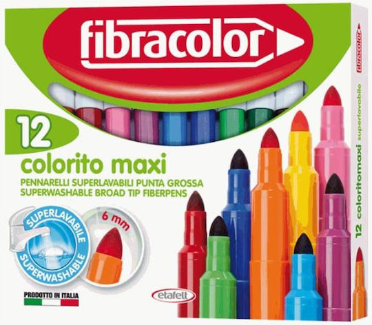 Fibracolor Colorito Μαρκαδόροι Ζωγραφικής 2.9mm Λεπτοί Σετ 12 χρώματα