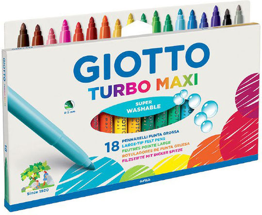 Giotto Turbo Maxi Lavabili Markere de desen Groși Set 18 Culori