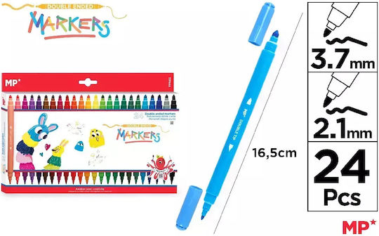 Madrid Papel Double Ended Markers Zeichenmarker 3.7mm Doppelseitig Set 24Stück