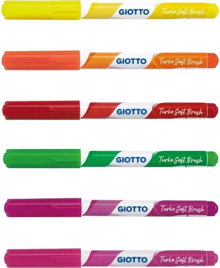 Giotto Turbo Soft Brush Fluo Markere de Desen Set 6buc