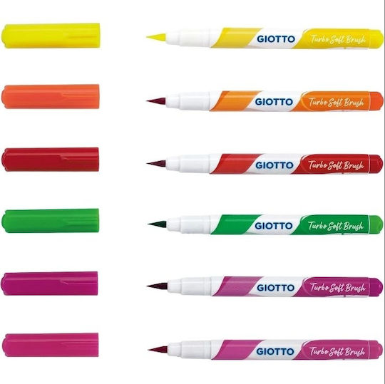 Giotto Turbo Soft Brush Fluo Markere de Desen Set 6buc