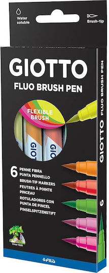 Giotto Turbo Soft Brush Fluo Markere de Desen Set 6buc