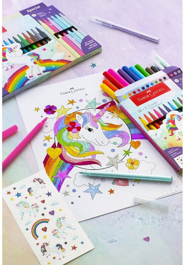 Μαρκαδόροι Faber Castell Μονόκερος Σετ 10+3 + Αυτοκόλλητα 554213 12310991 Faber Castell
