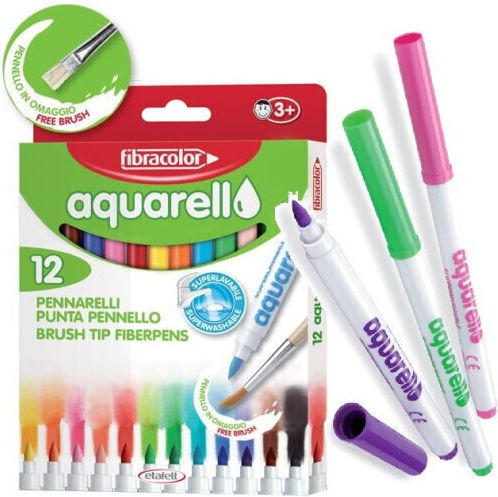 Fibracolor Aquarell Washable Drawing Markers Set 12pcs
