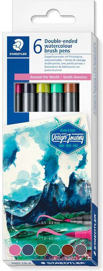 Staedtler 3001 Μαρκαδόροι Ζωγραφικής με Διπλή Μύτη Σετ 6 χρώματα