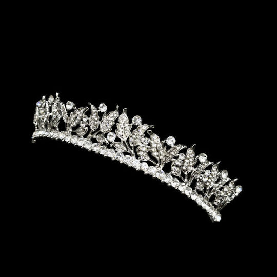 Булчинска тиара с кристали сребърна Cleo Tiara Ba0987 за коса Hrd-ba0987