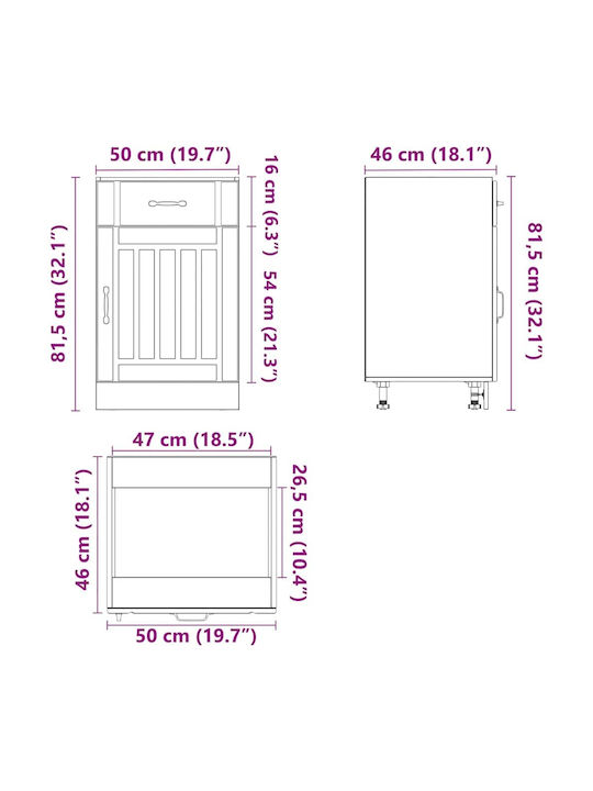 Lucca Ντουλάπι Νεροχύτη Λευκό 50x46x81.5εκ.