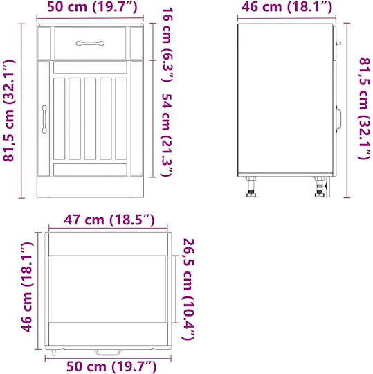 Lucca Шкаф за Мивка Бял 50x46x81.5бр