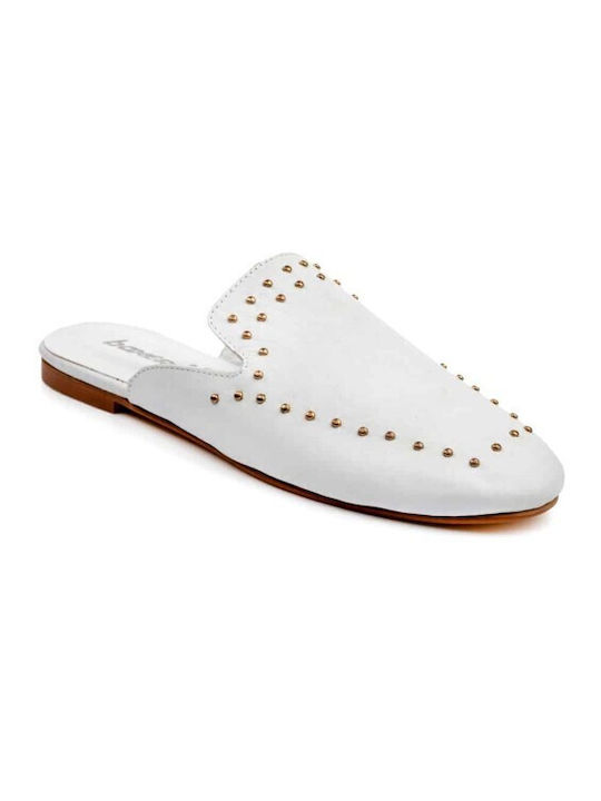 Boxer Leather Women's Flat Sandals in White Color