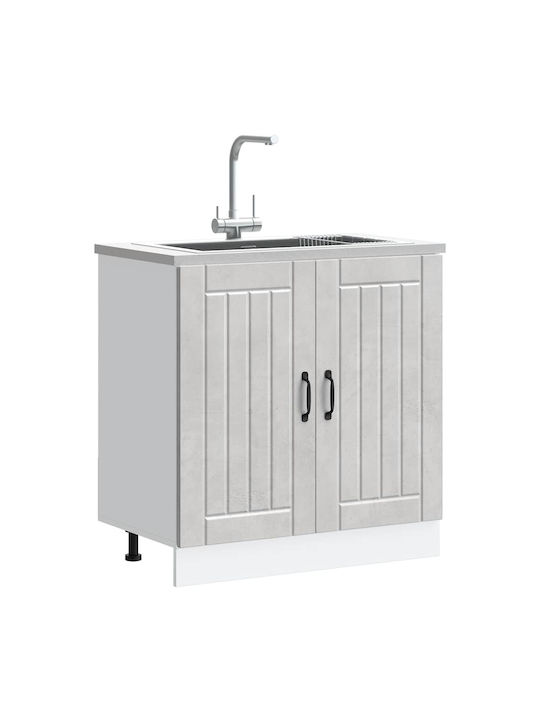 Lucca Ντουλάπι Νεροχύτη Γκρι 80x46x81.5εκ.
