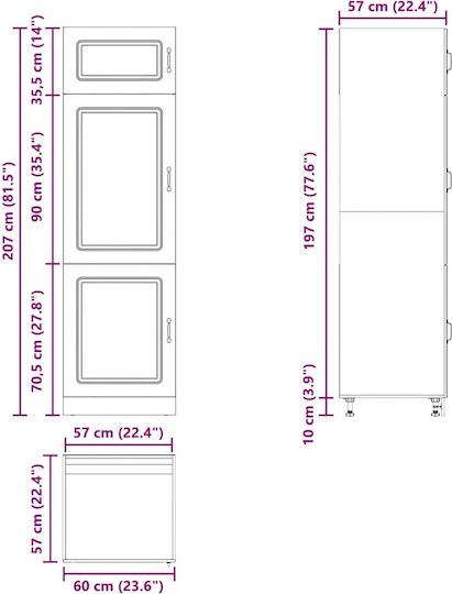 Kalmar Кухненска Колона Сив 60x57x207бр