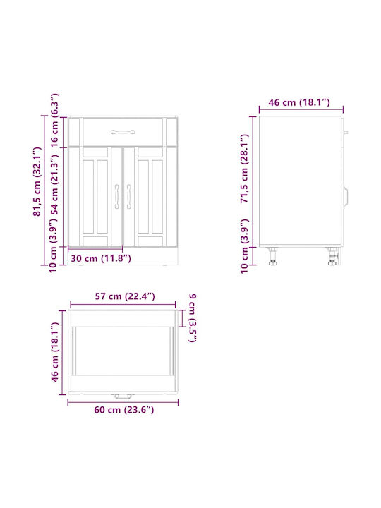 Lucca Sink Cabinet Black 60x46x81.5pcs