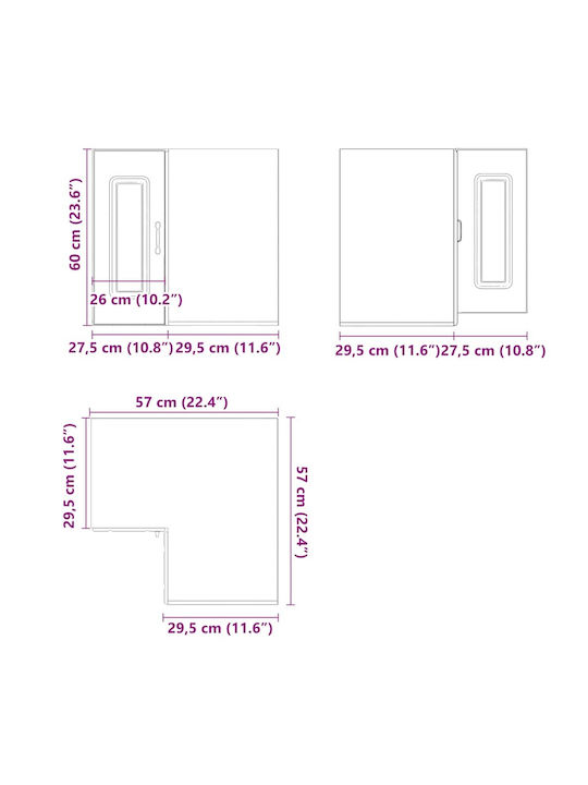 Kalmar Eckschrank Wand Artisan Oak 57x57x60Stück