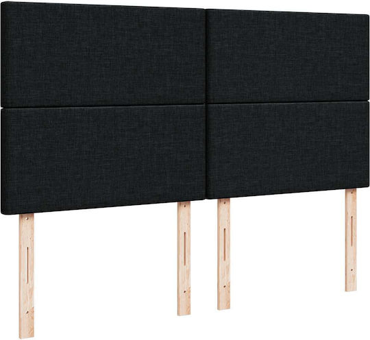 Double Bed Upholstered with Fabric Black with Slats & Mattress 160x200cm