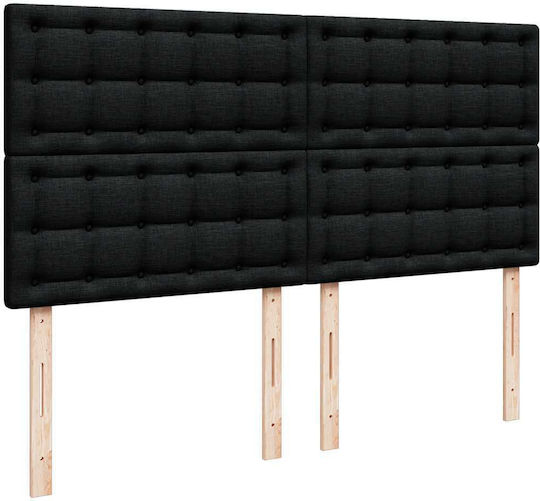 Double Bed Upholstered with Fabric Black with Slats & Mattress 160x200cm 3313336