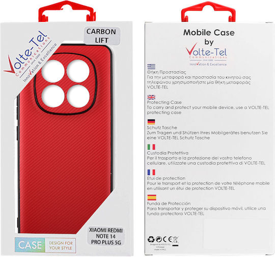 Volte-Tel Carbon Lift Back Cover Silicon Roșu (Redmi Note 14 Pro+)