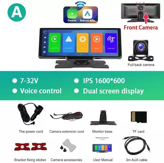 Dash Cam Rearview Camera Carplay & Android Auto A Front Camera