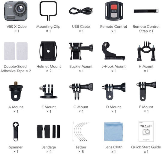 Akaso V50 X Cube Action Camera 4K Ultra HD Underwater with Touch Screen 2.1" and Wi-Fi Gray