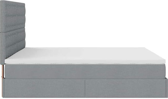 Double Upholstered Fabric Bed Light Grey with Slats & Mattress 160x200cm