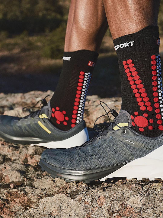 Compressport Pro Racing Socks V4.0 High Trail Running Κάλτσες Μαύρες 1 Ζεύγος