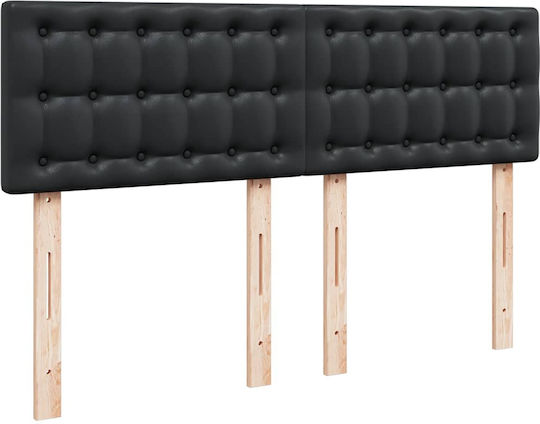 Double Bed Upholstered with Black Faux Leather with Storage Space Slats & Mattress 140x200cm