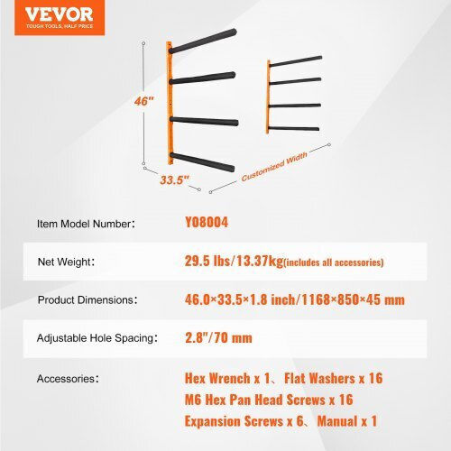 Стойка за стена за каяк Vevor, 4 позиции, 400 lbs, регулируеми подложки Bgs4g0000000mms6pv0