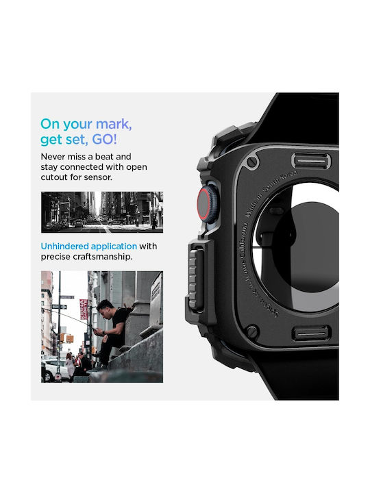 Spigen Rugged Armor Silicone Case in Black color for Apple Watch 42mm