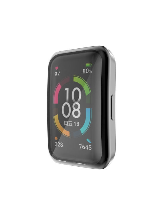 Carcasă de Silicon cu Sticlă în culoarea Negru pentru Huawei Band 7