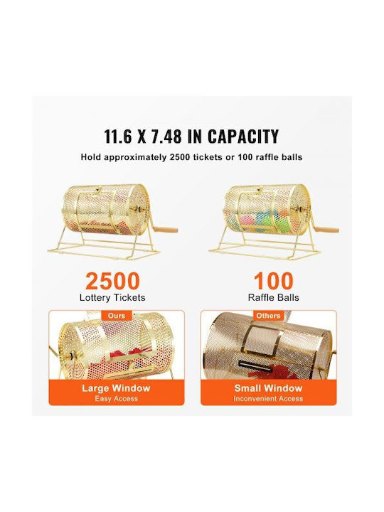Vevor Draw Drum Metal Cage Raffle Wooden Handle Capacity 2500 Tickets or 100 Ping Pong Balls Cjgjs12yc0003g2kpv0