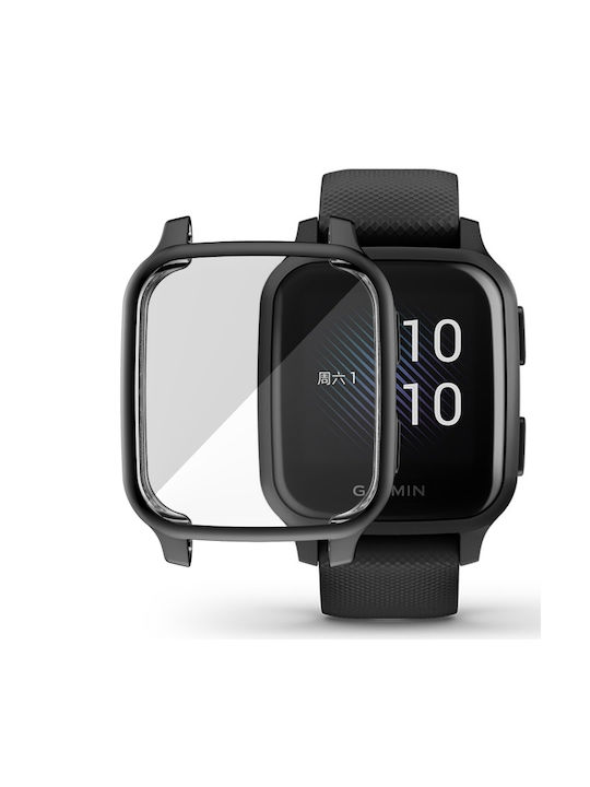 Силиконов Калъф със Стъкло в Черен цвят за Garmin Venu Sq