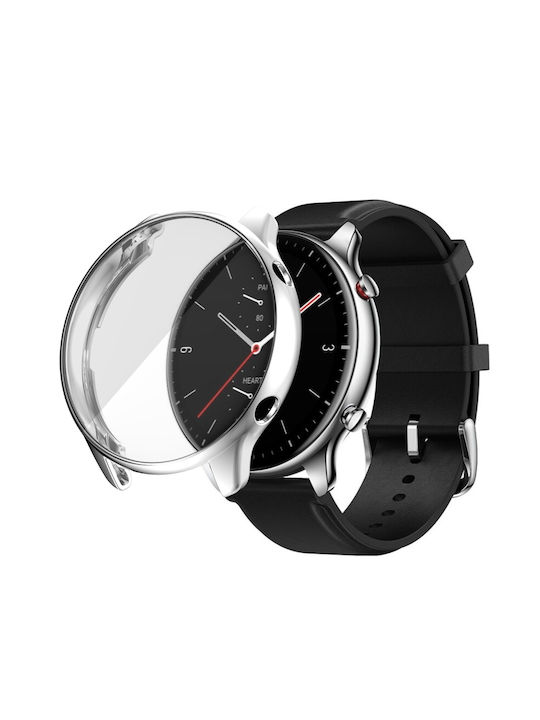 Carcasă de Silicon cu Sticlă în culoarea Argintiu pentru Amazfit GTR 2
