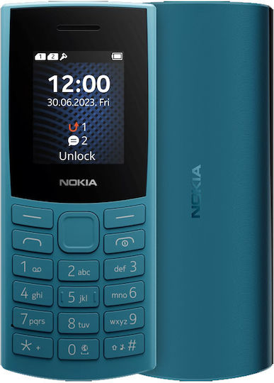 Nokia 105 4G (2023) Dual SIM Mobile with Buttons (Greek Menu) Blue