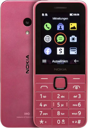 Nokia 225 4G (2024) Dual SIM Κινητό με Κουμπιά (Αγγλικό Μενού) Ροζ