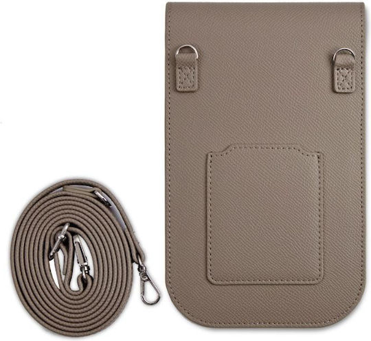Guess Pu Grained Triangle Logo Phone Bag Brown