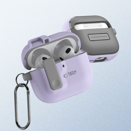 Tech-Protect Hülle Silikon mit Haken in Flieder Farbe für Apple AirPods 4