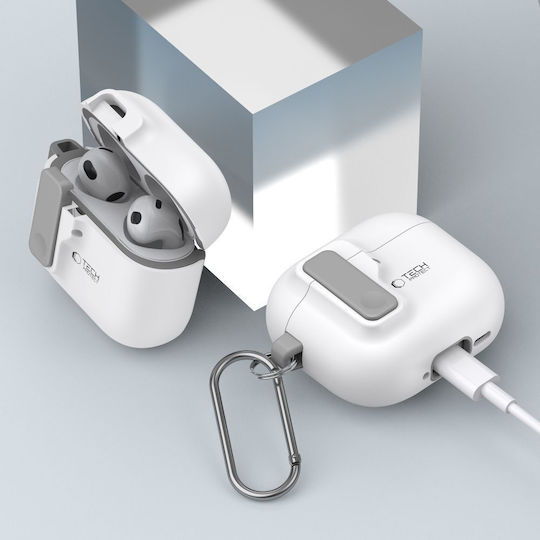 Tech-Protect Калъф с кука в Бял цвят за Apple AirPods 4