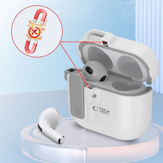 Tech-Protect Калъф с кука в Бял цвят за Apple AirPods 4