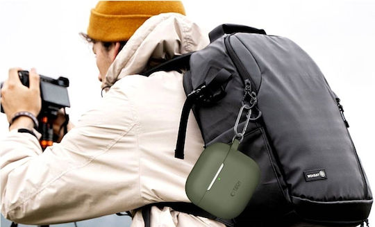Tech-Protect Case Silicone with Hook in Green color for Apple AirPods 4