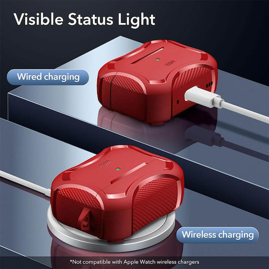 ESR Cyber Armor Case Plastic in Red color for Apple AirPods Pro 2