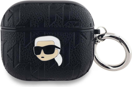 Karl Lagerfeld Karl Head Θήκη Δερμάτινη σε Μαύρο χρώμα για Apple AirPods 3
