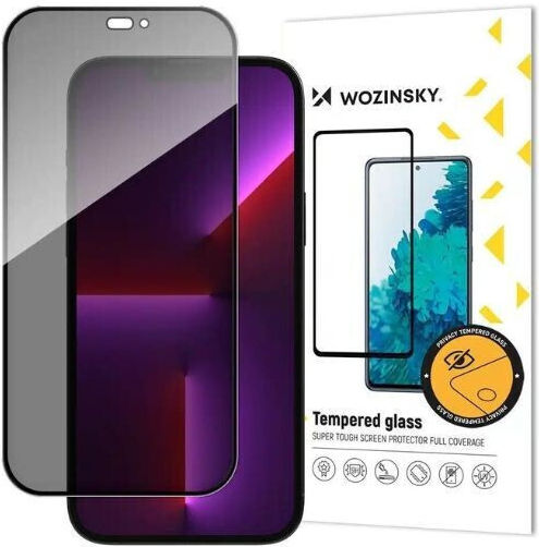 Anti-spy Privacy Full Face Tempered Glass Negru (iPhone 15 Pro Max)