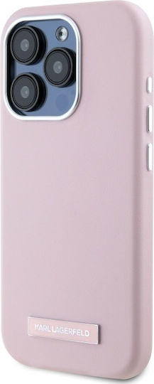 Karl Lagerfeld Fw Metal Plate Magsafe Umschlag Rückseite Kunststoff / Silikon / Leder Rosa (iPhone 15 Pro Max)