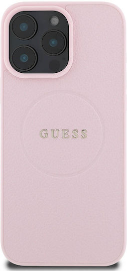 Guess Grained Ring Magsafe Back Cover Πλαστικό / Σιλικόνης / Δερμάτινο Ροζ (iPhone 16 Pro)